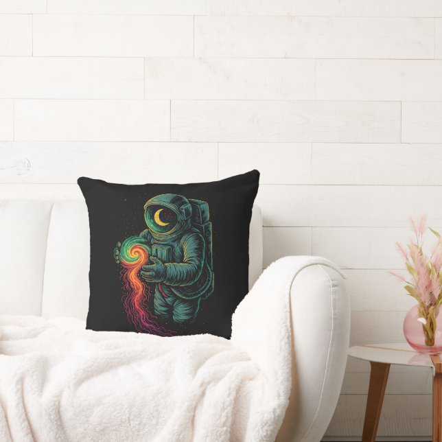 Coussin Astronaute tenant une spirale cosmique (Canapé)