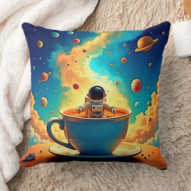 Coussin Astronaut's Coffee Cosmos Journey (Couverture)