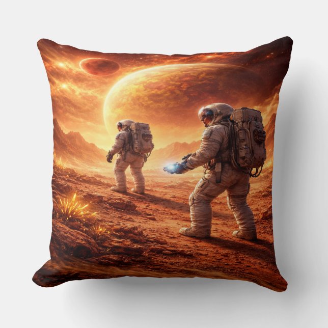 Coussin Astronauts explore orange planet (Recto)