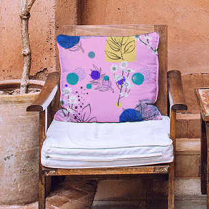 Coussin Astuce jaune Turquoise bleu moderne Fleurs sur ros