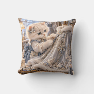 Coussin Atelier de couture Silver Kitten Snowflake