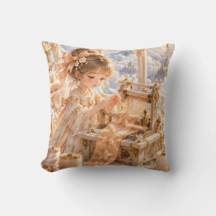 Coussin Atelier de nuage de la tisserande de ruban abricot