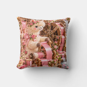 Coussin Atelier Floral de Ruban d'Alpaga Rose