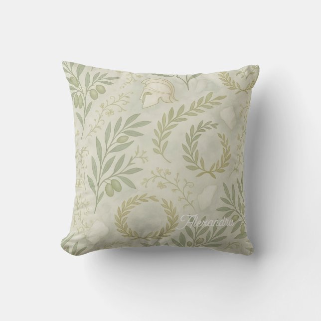 Coussin Athena Activewear Botanique | Oliviers Laurier Gre (Recto)