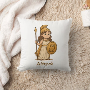Coussin Athéna déesse grecque de dessin animé mignonne per