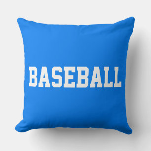 Coussin Athlétique Gras Blanc Texte BASEBALL Sur Bleu Clai