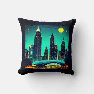 Coussin Atlanta Skyline sous un ciel étoilé