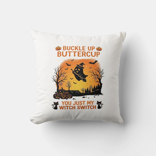 Coussin Attachez-vous Papillon d'Halloween Fantôme Sorcièr (Recto)