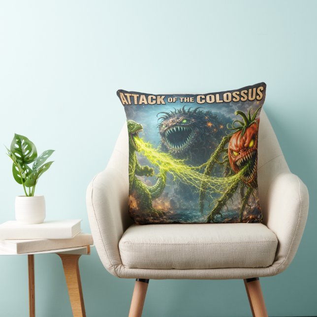 Coussin Attaque du film rétro de monstre géant jeter c (Chaise)