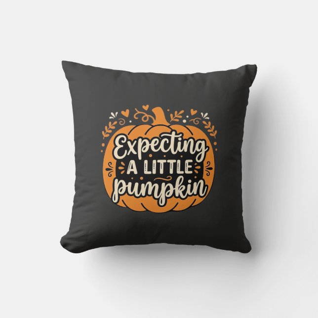 Coussin Attendant un Petit Citrouille Halloween Grossesse  (Recto)