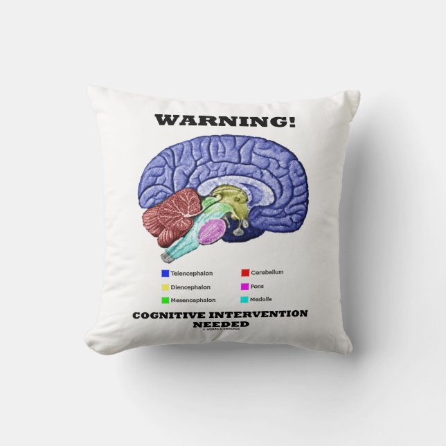 Coussin Attention ! Intervention cognitive Humour néédéd b (Recto)
