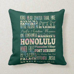 Coussin Attractions et endroits célèbres de Honolulu,