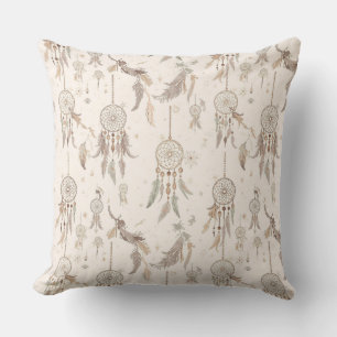 Coussin Attrape-rêves Bohème Éthéré Plumes Lune Étoiles