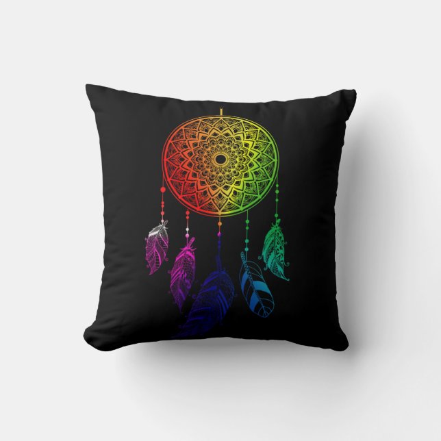 Coussin Attrape-Rêves Couleurs Arc-en-Ciel (Recto)