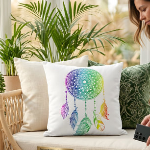 Coussin Attrape-rêves Mandala Bohème Coloré d'Été
