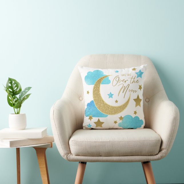 Coussin Au-dessus de la lune Bleu Baby Nursery Jetez l'ore (Chaise)