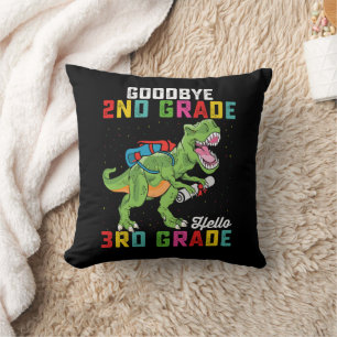 Coussin Au revoir 2e année Bonjour 3e année T Rex Dinosaur