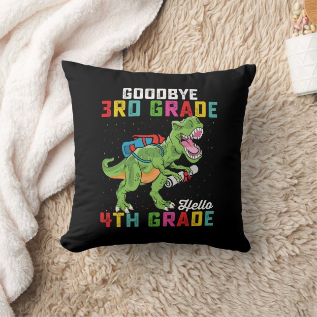 Coussin Au revoir 3e année Bonjour 4e année T Rex Dinosaur (Couverture)