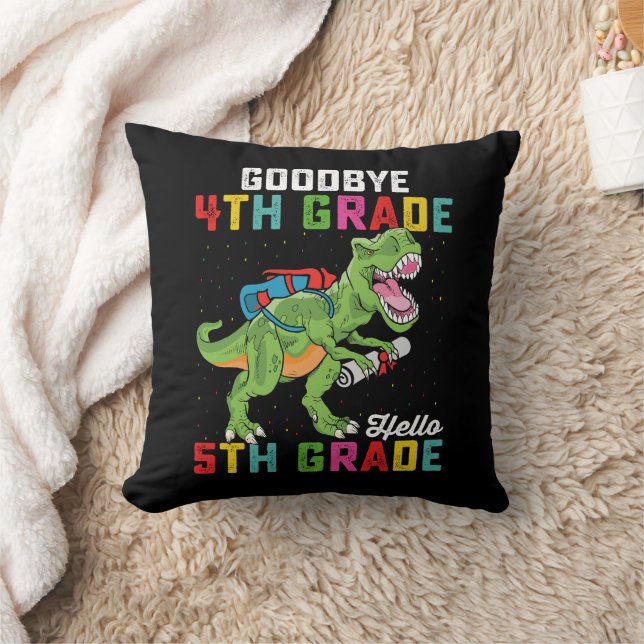 Coussin Au revoir 4e année Bonjour 5e année T Rex Dinosaur (Couverture)