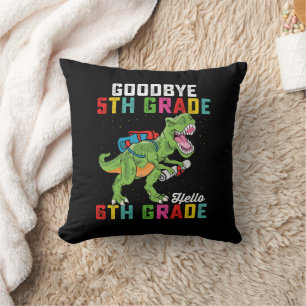 Coussin Au revoir 5e année Bonjour 6e année T Rex Dinosaur