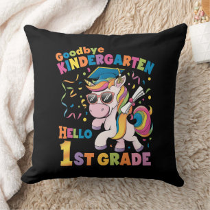 Coussin Au revoir maternelle bonjour CE1 licorne