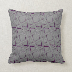 Coussin Aubergine et contemporain abstrait de gris