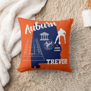 Coussin Auburn Alabama Navy et Orange football