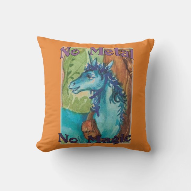 Coussin - Aucun métal aucune magie - carreau bleu (Recto)