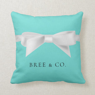 Coussin Audrey sarcelle blanche noeud moderne glamour