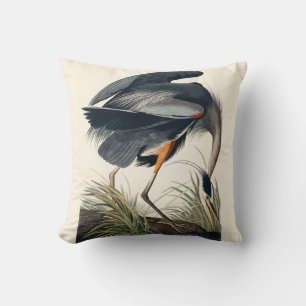 Coussin Audubon Great Blue Heron 1834 Plate CCXI