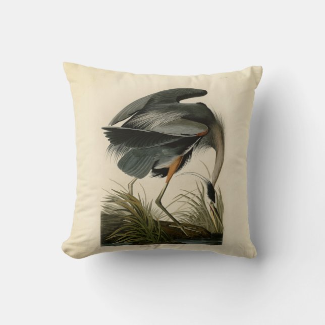 Coussin Audubon Great Blue Heron Marsh Bird (Recto)