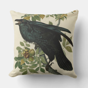 Coussin Audubon Raven Oiseau classique