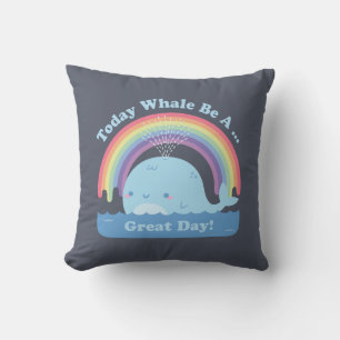 Coussin Aujourd'hui Whale Be A Great Day, Good Vibes et Ra