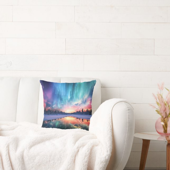 Coussin Aurore Boréale, Lumières du Nord, (Canapé)