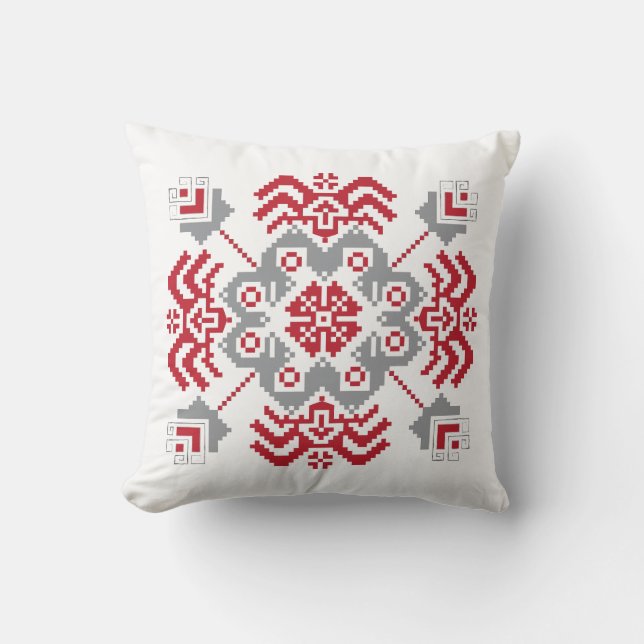 Coussin Auseklis letton Médaillon géométrique d'art popula (Recto)