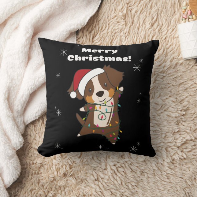 Coussin Australian Shepherd Merry Christmas Winter (Couverture)
