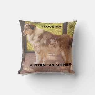 Coussin Australian_shepherd rouge merle amour avec pic