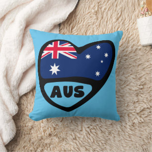 Coussin Australie Pays Code Drapeau Coeur AUS