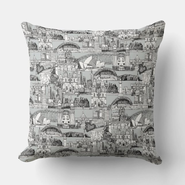 Coussin Australie toile de jouy monochrome (Recto)