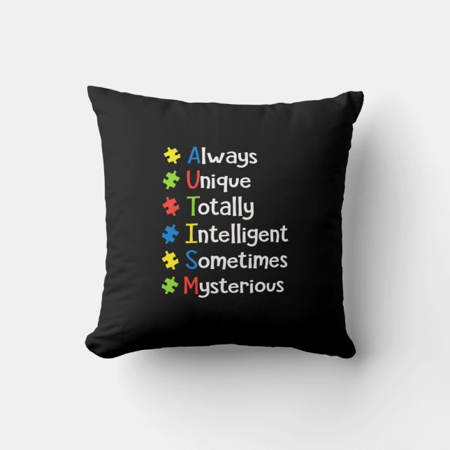 Coussin Autisme Toujours Unique Totalement Intelligent Par (Recto)