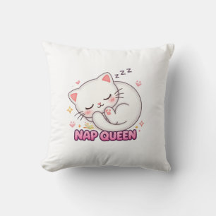 Coussin Autocollant Chat Reine du Sommeil   Chat Mignon En