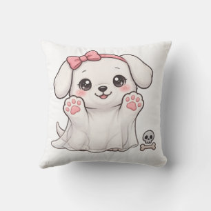 Coussin Autocollant de chien Halloween avec un chiot fantô