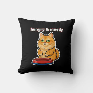 Coussin Autocollant de mème de chat orange mignon affamé e