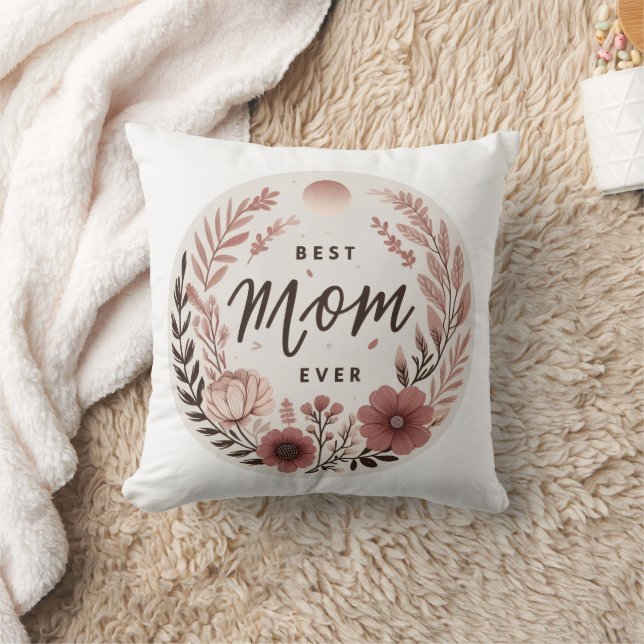 Coussin Autocollant Élégant Boho Meilleure Maman - Fleurs  (Couverture)