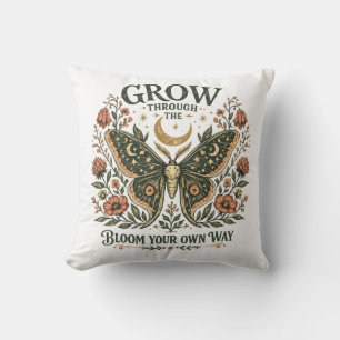 Coussin Autocollant floral de papillon de nuit céleste