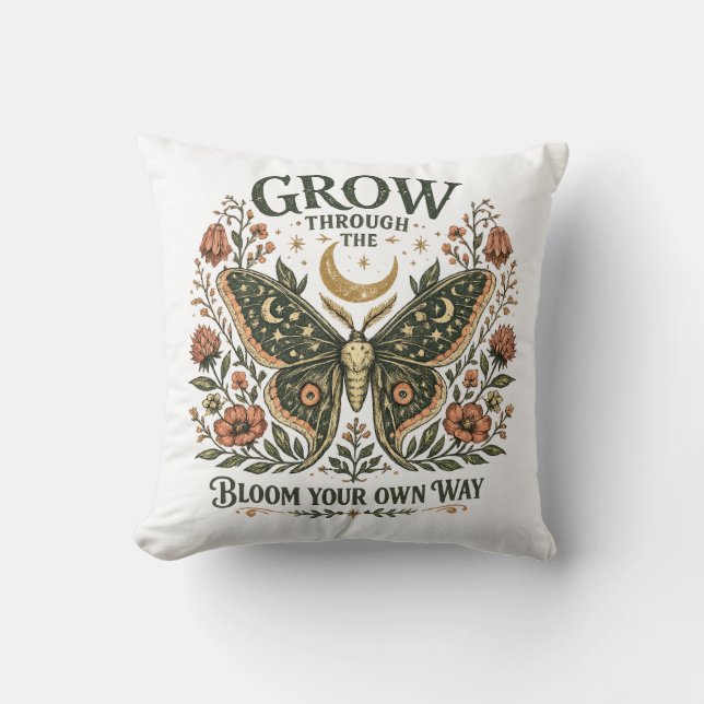 Coussin Autocollant floral de papillon de nuit céleste (Recto)