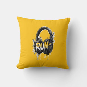 Coussin Autocollant Street Art Écouteurs RUN