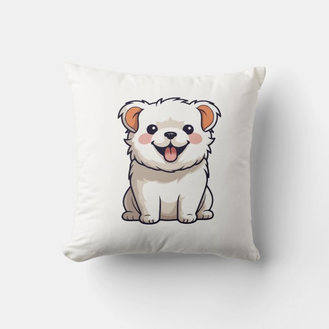 Coussin Autocollant vinyle de chiot Kawaii mignon - Dessin (Recto)