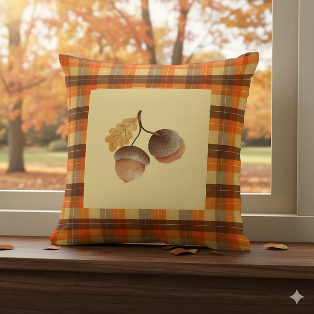 Coussin Automne Acorn Plaid Farmhouse Décor - Autum confor (Créateur téléchargé)