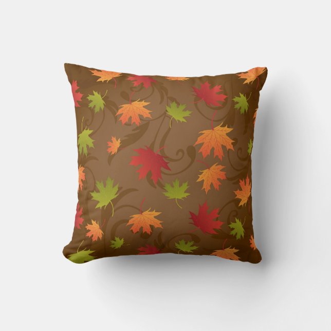 Coussin Automne, automne Feuilles couleur sur Arrière - pl (Recto)